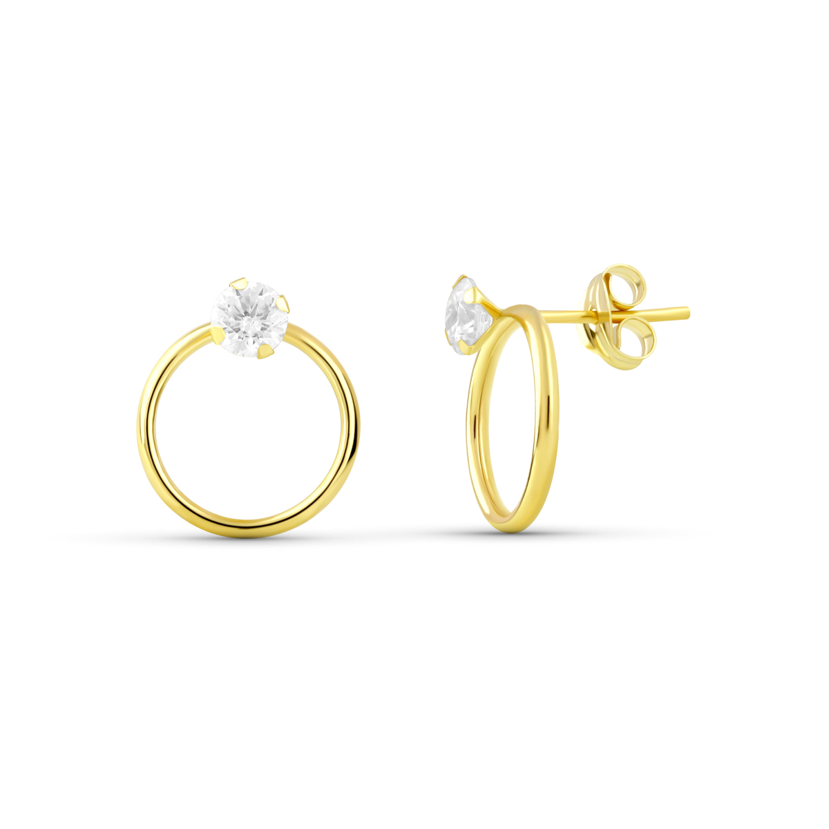 Pendientes Aro Circonita 18 kilates Oro Amarillo