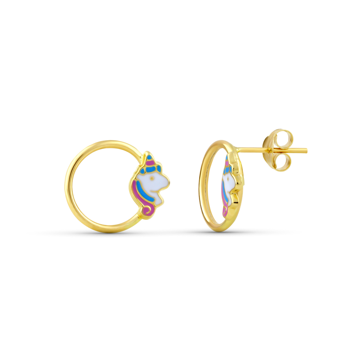 Pendientes Unicornio 18 kilates Oro Amarillo