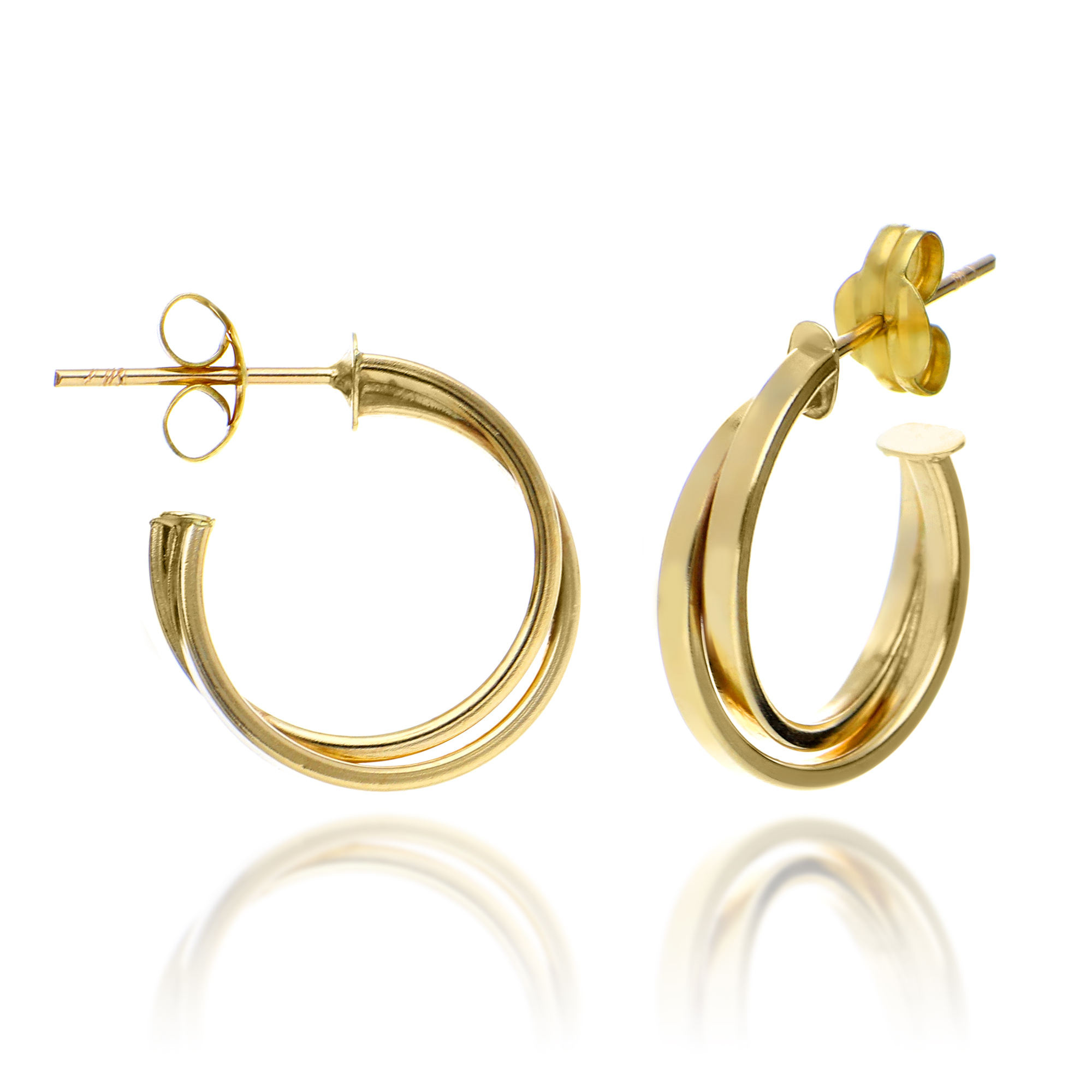 Pendientes de Oro Amarillo 9 kilates Aros Entrelazados 14 mm ADeAro-Jewels