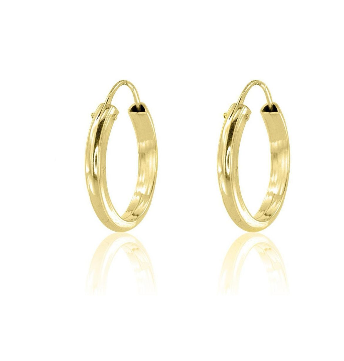 Pendientes de Aro de Media Caña 18mm 9 kilates Oro Amarillo